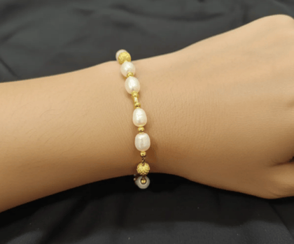 White & Gold Glow Pearl Bracelet For Women