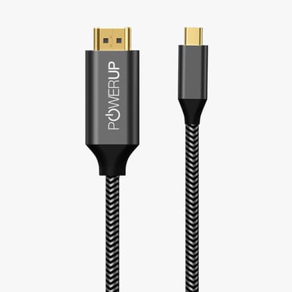 POWERUP Type C to HDMI Hi-Speed 4k Ultra HD Cable 1.5 Mtr / 150 cm - Gunmetal