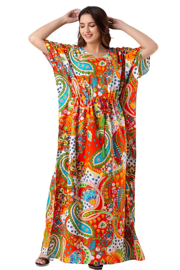NEEED Women's Pure Cotton Floral Printed Kaftan Maxi Nightdress Loungewear Kaftan Nighty