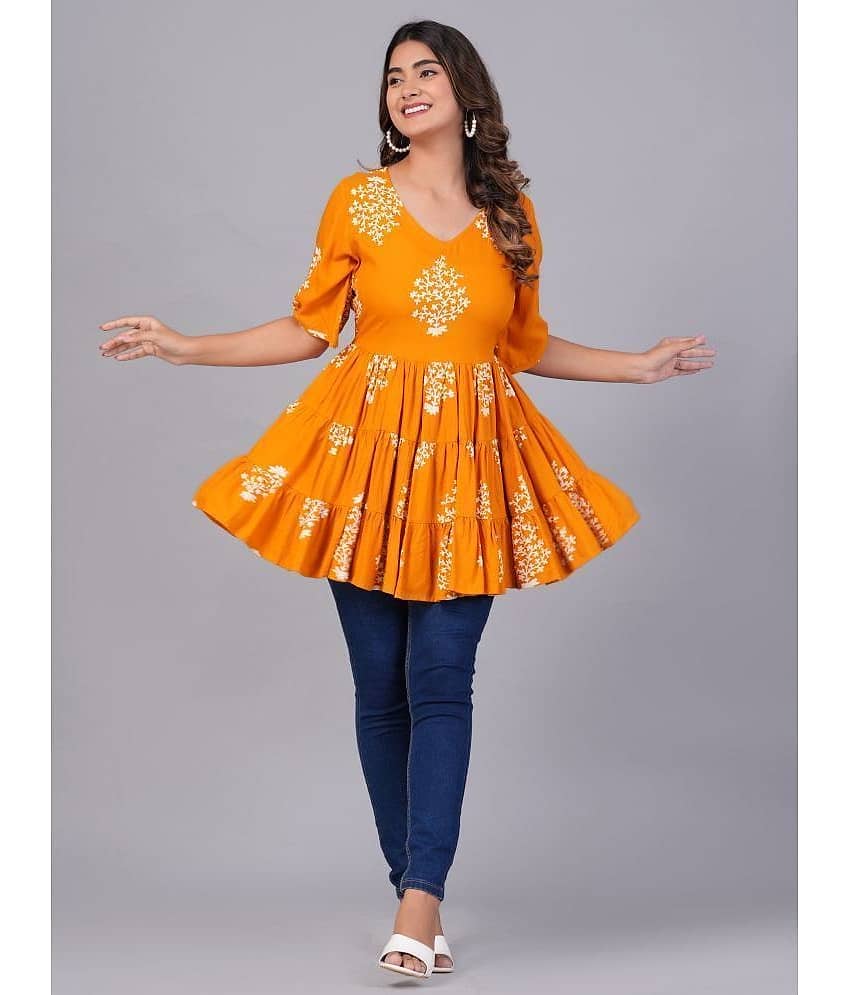 Aurelisa Women's Rayon A-Line Top ( Yellow )