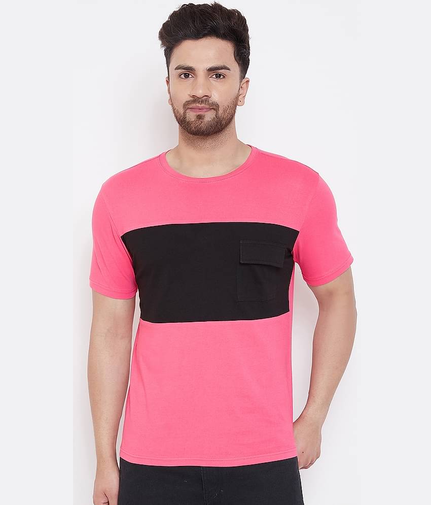 Gritsones Pack of 1 Cotton Blend Regular Fit Men's T-Shirt ( Pink )