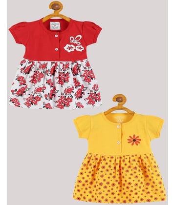 Babeezworld Pack of 2 Baby Girls Cotton Frock ( Red & Black )