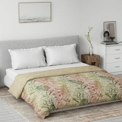 DDECOR - Primary Collection 100% Cotton Leaves Pattern VOIL Queen Dohar |229 CM X 254 CM| - Green