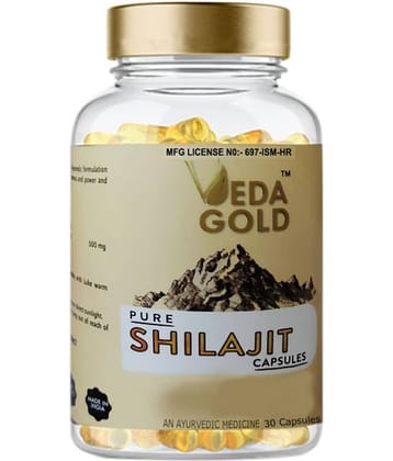 VEDA GOLD SHILAJIT CAPSULES FOR MEN & WOMEN / PURE HIMALAYAN SHILAJIT IN 30 CAPSULE FORM 100% PURE