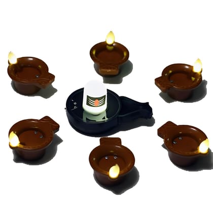 TERA MERA GIFT Decorative Shivling and Water Sensor Diya Set, 6 Pieces for | Home | Decor |Diwali | Shivratri