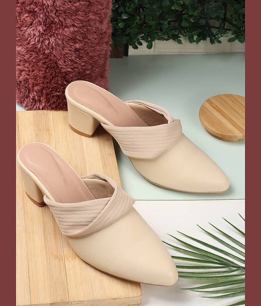 Sneakersvilla Cream Women's Mules Heels