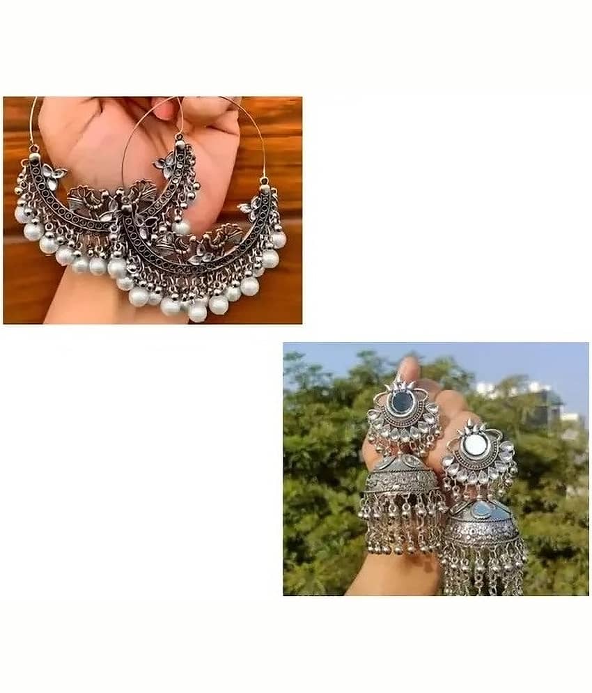 Samridhi DC Silver Drop Earrings ( Pack of 2 )