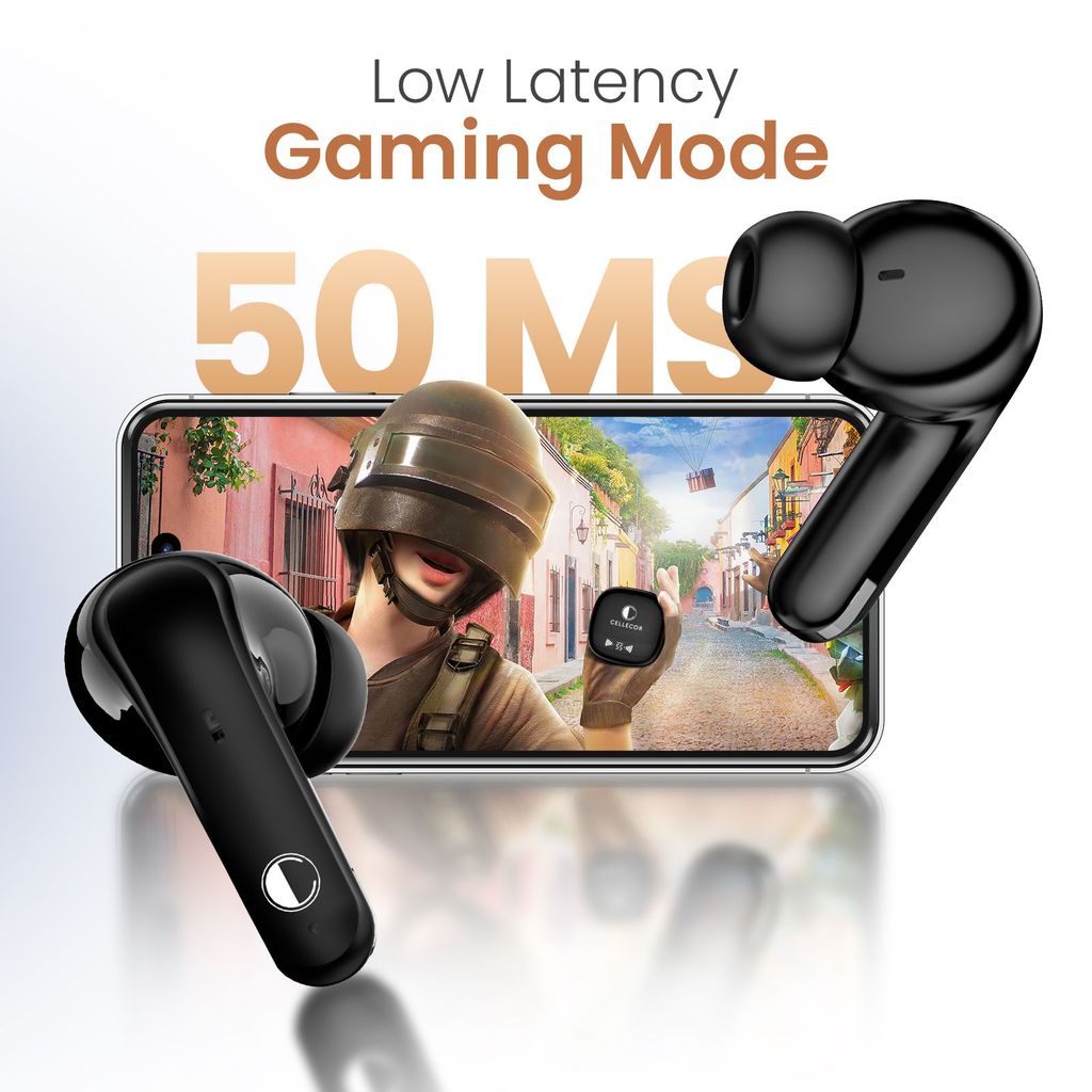 Cellecor BroPods C107 GLOSS TWS with 40H Playtime, ENC, 5.1v BT, 50ms Low Latency Gaming Bluetooth-Black