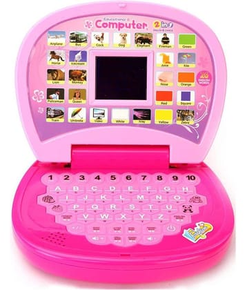 Kidsaholic Educational Learning Laptop for Kids with LED Display, Alphabet ABC and 123 Number Learning Computer for Kids (Laptop Pink)