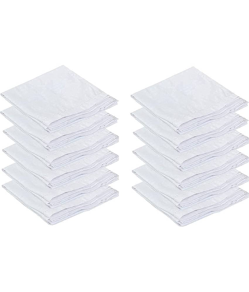 Penyanâ¢ Mens Cotton Handerkerchief Hanky Rumal White Color with Self Design, Full size, Pack of 12