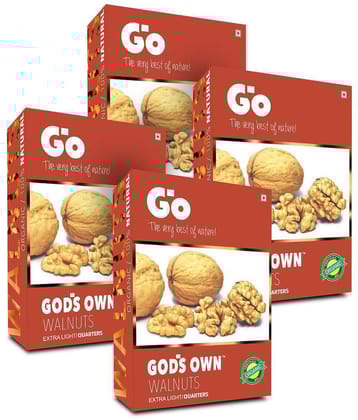 GO Organic Extra Light Quarters Walnuts Without Shell, 1Kg (250gm X 4)