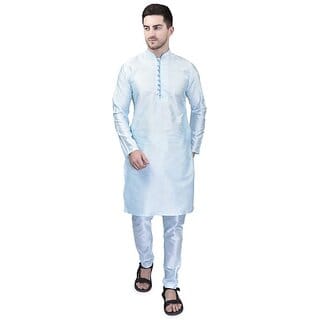PrintCultr Men Kurta and Pyjama Set (Light Blue)