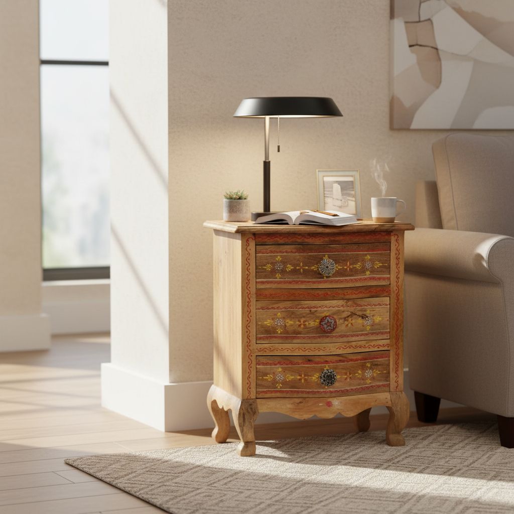 Wooden Painted Bedside Cabinet Desk