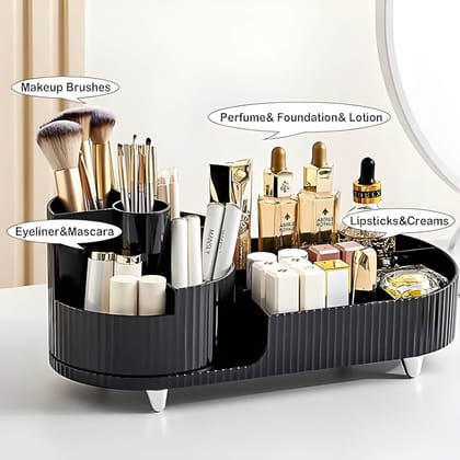 Rotatable 360° Makeup Organizer | Vanity Countertop Cosmetics & Perfume Display | Brush Holder & Skincare Storage for Bathroom & Dresser