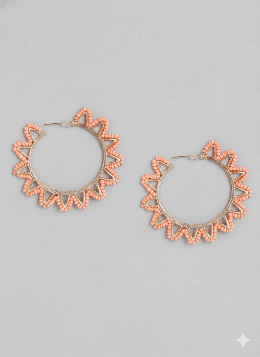 justpeachy Peach-Coloured Gold-Plated Circular Hoop Earrings