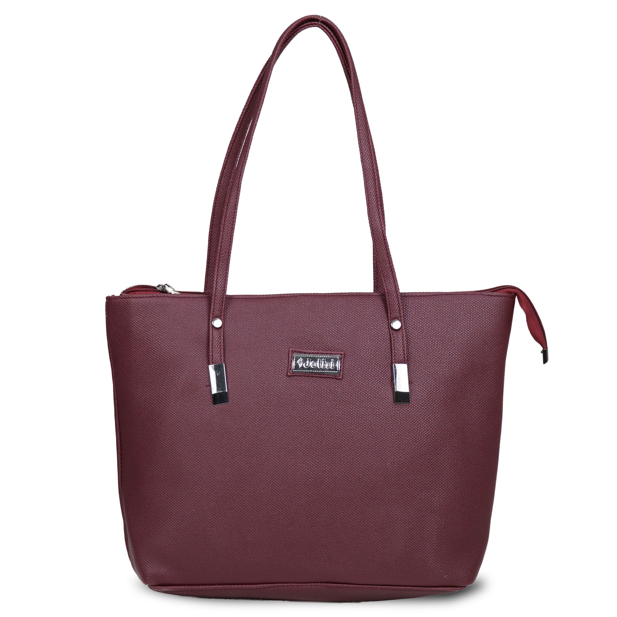 Jothi Lira Premium Womens Handbag | Multi-Compartment Synthetic Leather Tote | Mosaic Leather Texture | Matte Finish | Lightweight & Spacious | Maroon