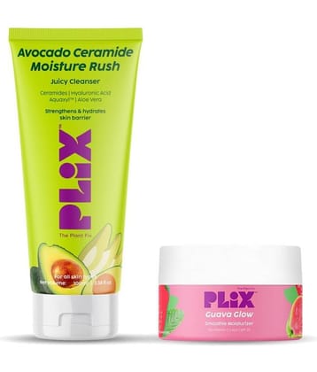 Plix Skin Brightening Combo with Avocado Ceramide Cleanser & Guava Glow Moisturizer(Pack of 2)