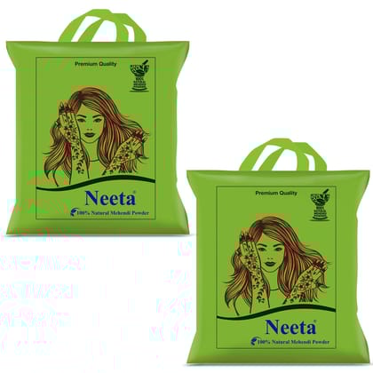 Neeta 100% Natural Mehendi Powder for Hair Colour 500g Pack of 2, Pure Rajasthani Henna Powder with GI Tag for Hair, Hands & Feet, Rich Brown Shades