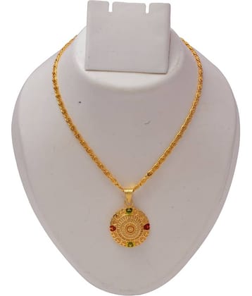 Jewar Mandi New Design Gold Plated Locket/Pendant with Link Chain Daily use for Men, Women & Girls, Boys