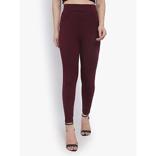 SHE PURE LUXURY WEAR Maroon Jegging  (Solid)