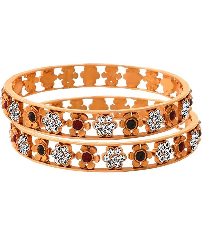 JFL - Fab Floral One Gram Gold Plated Designer Bangles for Girl and Women.
