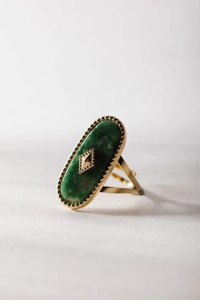 Green African Stone Ring-Evil eye