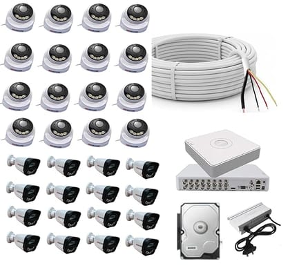 CCTV Complete Security Combo, 32 Channel DVR, 16 Dome Cameras, 16Bullet Cameras, 4TB Hard Disk, 16 Channel Power Supply, 600 Meter Wire Bundle