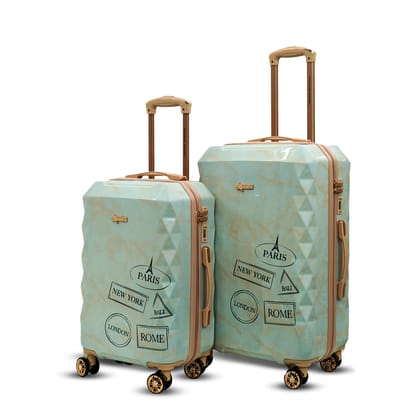 AMERICAN TRAVELLER Marble 2.0 Trolley Bag Set of 2 | Premium Polycarbonate Hard Shell | Marble Finish with Gold Accents | 360 Spinner Wheels | TSA Lock | Travel Luggage | Polycarbonate Suitcase