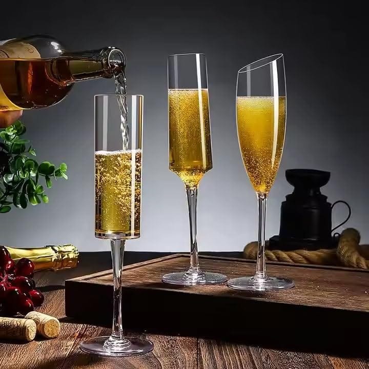 Cylinder Wine Glasses | Luxury Wine Glassware | Wide Mouth| Designer Wine Glasses | Unique | Crystal Wine Glass Set | Luxury Wine Glass Gift Pack (160 ml)