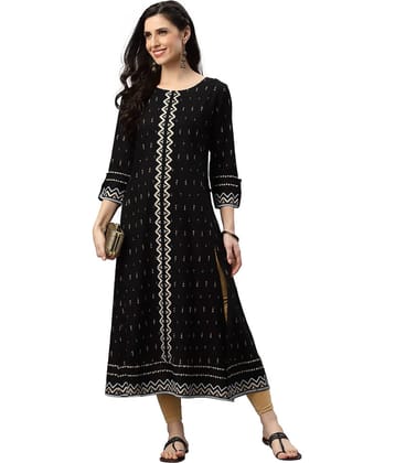 Yash Gallery - Black Cotton Women's A-line Kurti ( Pack of 1 )