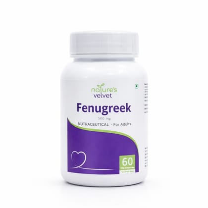 Natures Velvet Fenugreek Extract 500 mg Veg Capsules for Blood Sugar Support & Metabolism, Herbal Supplement for Diabetes Care – 60 Veg Capsules