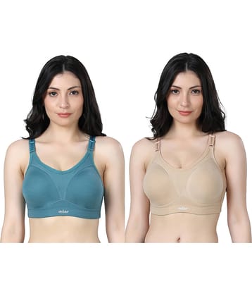 Ladyland Pack of 2 Cotton Blend Non Padded Everyday Bra For Women ( Multicolor )