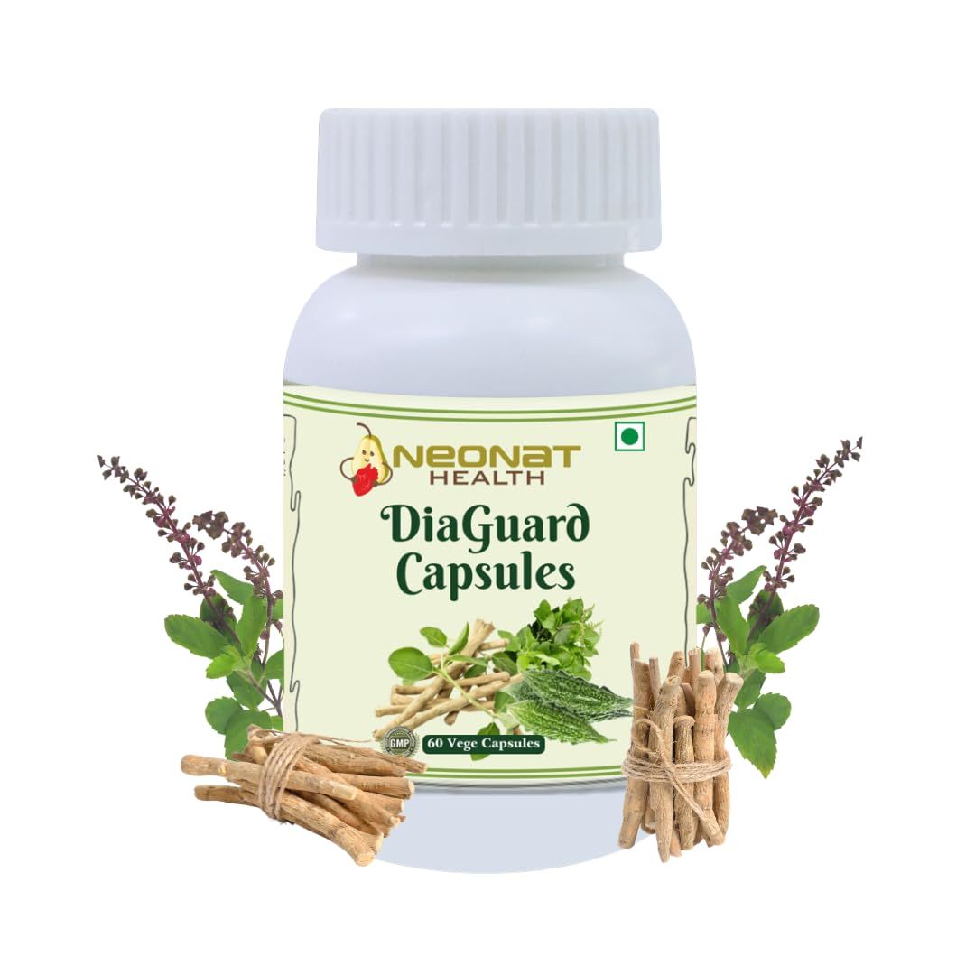 Neonat Health DiaGuard Capsules | Ayurvedic Blend of Karela, Gurmar & Tulsi | Supports Healthy Blood Sugar Levels | Natural & Vegetarian | 60 Capsules