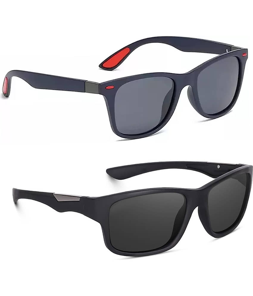 Elligator Multicolor Rectangular Sunglasses ( Pack of 2 )