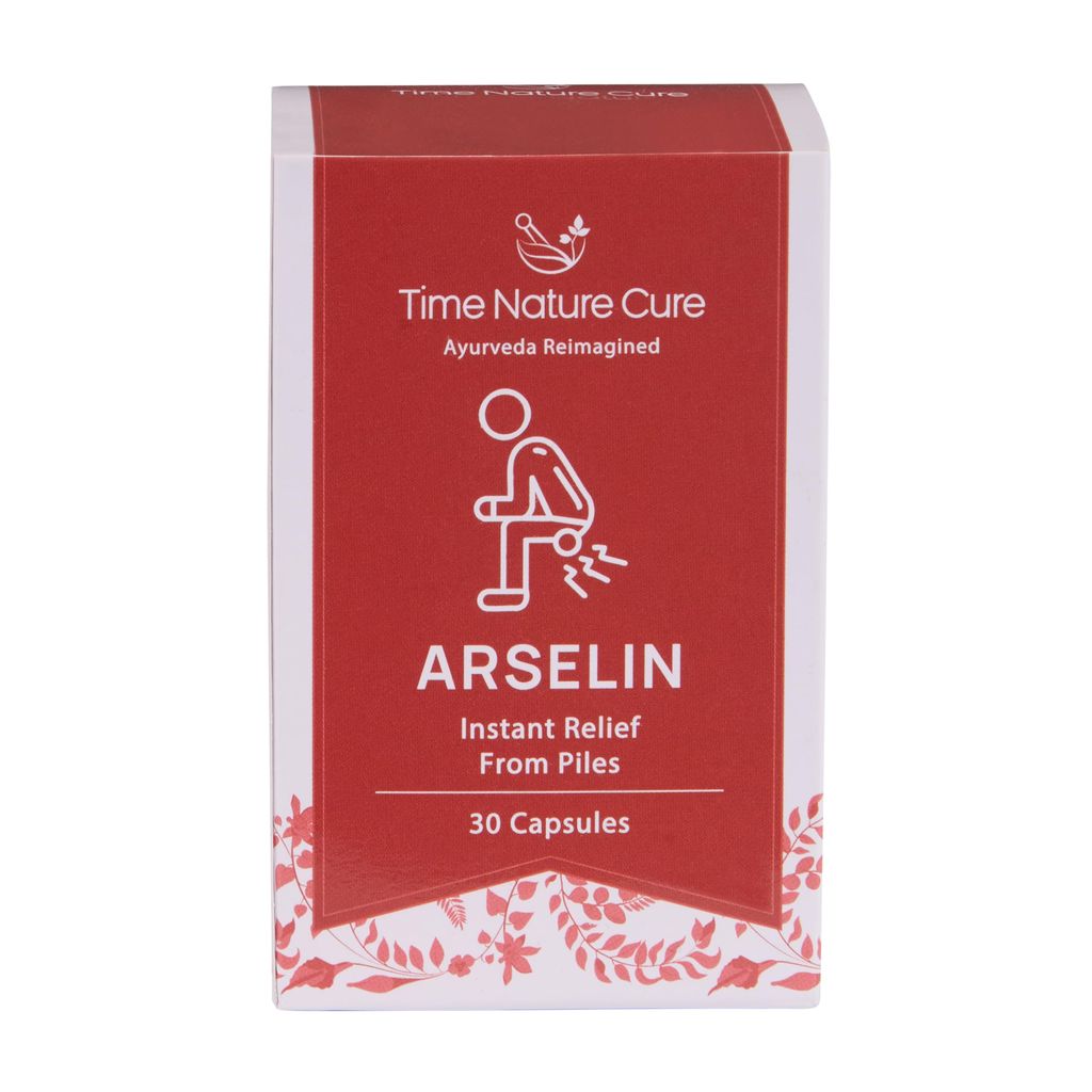 Time Nature Cure Arselin Ayurvedic Piles Medicine for Relief from Hemorrhoids, Fissures & Fistula | Reduces Pain, Itching & Bleeding | Herbal Care Supplement | 30 Capsules, Pack of 1