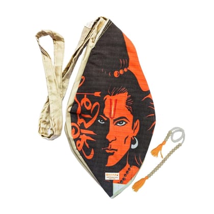 MAYAPURI Shree Ram Printed Pure Cotton Gomukhi Japa Mala Bag, Beads Bag or Chanting Bag, Zip Pocket, Sakshi Mala Counter, Pack of 1
