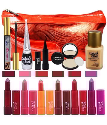 Color Diva Makeup Kit ( Daily Use 12pc Face Makeup Combo with Pouch )