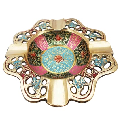 Brass Ashtray | Luxury Office & Living Room Decor, Height : 1 Inch (ZMAS382 A)