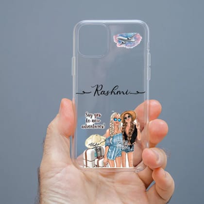 Personalized Cute Girl Transparent Silicon Case Customised with Name for Oppo, Vivo, Redmi, Realme, Poco, Mi, OnePlus, Samsung, iPhone, and More - design 22