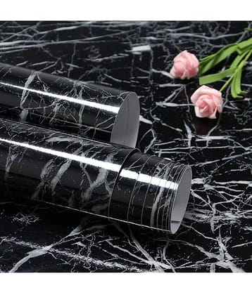 Black Marble Wallpaper For Kitchen Waterproof, Oil Proof (60cm x 200cm) (Pack of 1)