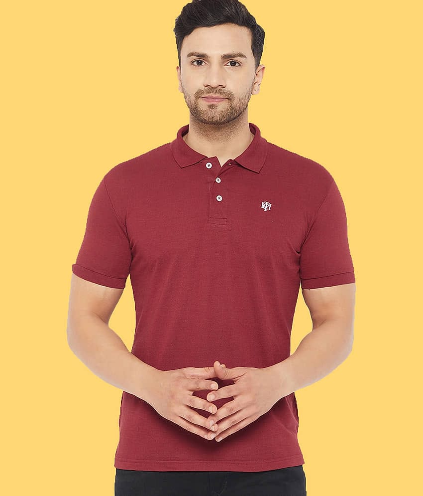 The Million Club Pack of 1 Cotton Regular Fit Solid Half Sleeves Men's Polo T Shirt ( Maroon )