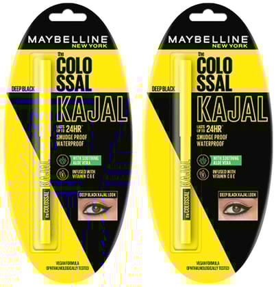 Maybelline New York Colossal Kajal, Intense Colour, Waterproof, Long lasting 24Hrs Stay, Black, 0.35g (Pack of 2) Maybelline New York Colossal Kajal, Intense Colour, Waterproof, Long lasting 24Hrs Stay, Black, 0.35g (Pack of 2) - Black / 0.35g (Pack of 2