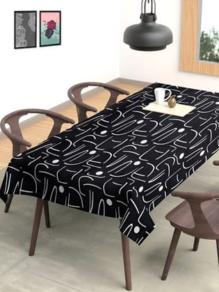 Black Geometric Printed Rectangle 6-Seater Table Cover