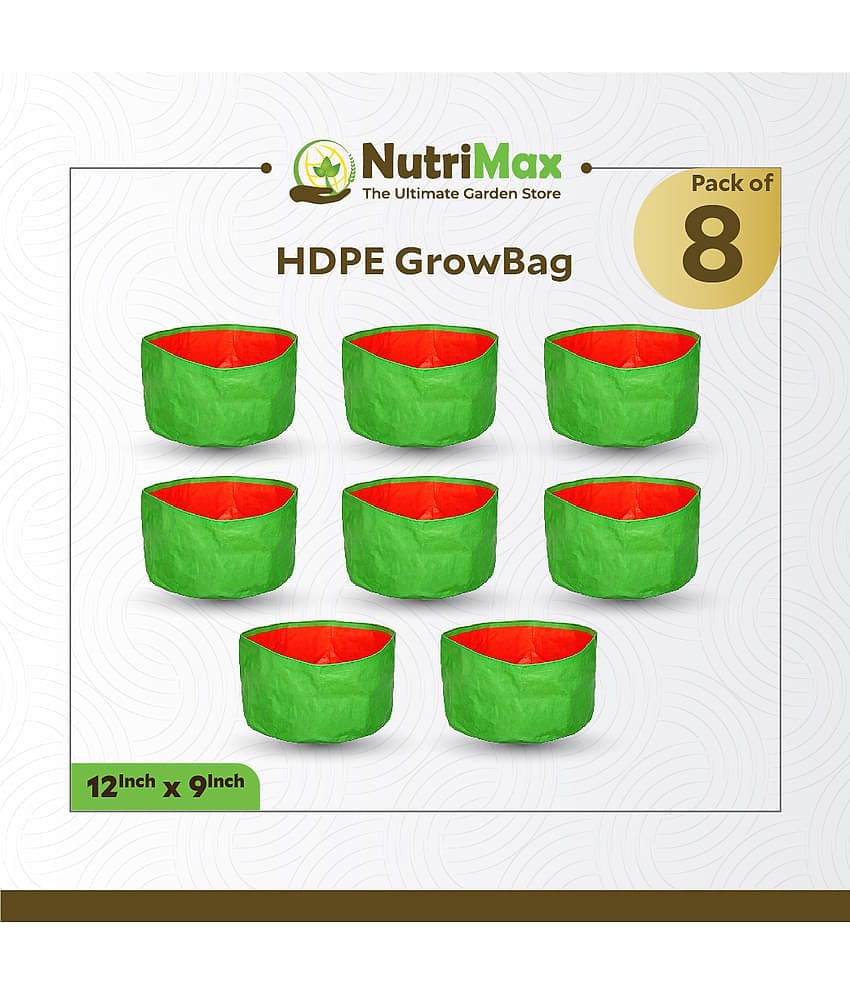 Nutrimax HDPE 200 GSM Growbags 12 inch x 9 inch Pack of 8 Outdoor Plant Bag