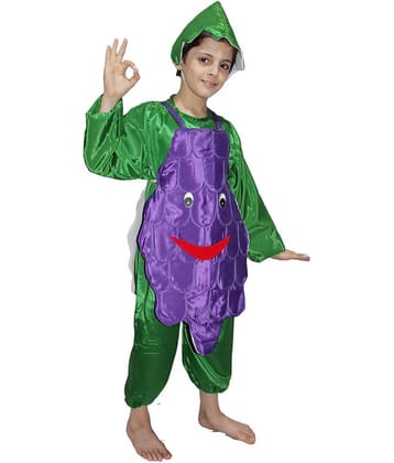 Kaku Fancy Dresses Grapes Fruits Costume -Purple & Green, 8-10 Years, for Boys & Girls