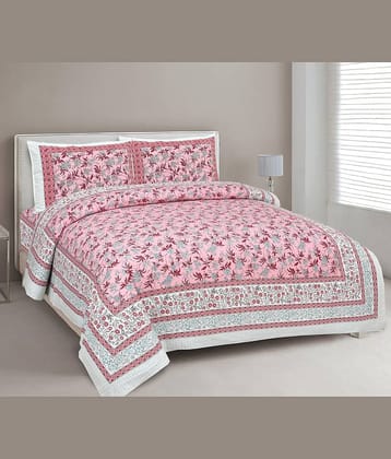 Uniqchoice Cotton Double Bedsheet ( Pink )
