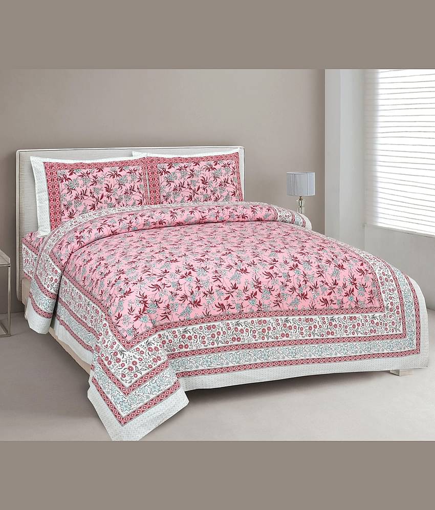 Uniqchoice Cotton Double Bedsheet ( Pink )