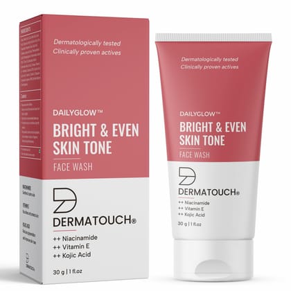 DERMATOUCH Bright & Even Tone Face Wash with Niacinamide, Vitamin E and Kojic Acid | Daily Gentle Face Wash For Tan, Pigmentation, Uneven Tone | 30g DERMATOUCH Bright & Even Tone Face Wash with Niacinamide, Vitamin E and Kojic Acid | Daily Gentle Face Wa