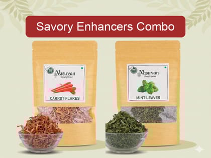 Vasuvan Savory Enhancers | Carrot Flakes (800g) + Dried Mint Leaves (40g)
