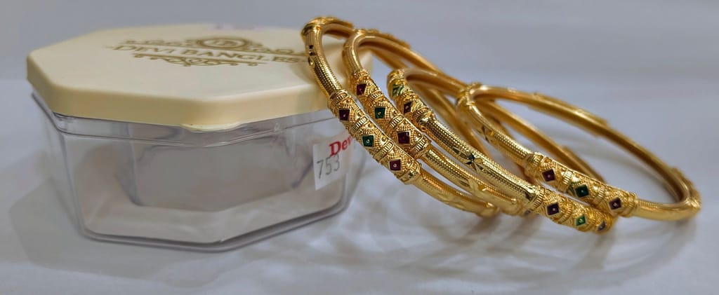 Gold Plated Bangles with Meenakari Work